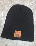 Black Knit Slouch Beanie with Patch