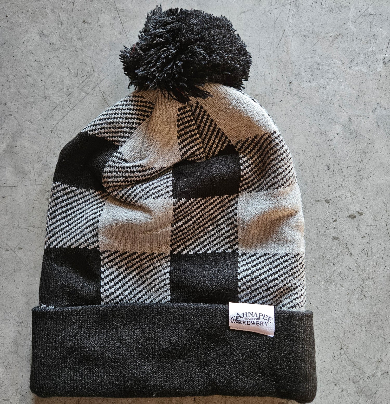 Plaid Beanie with Pom