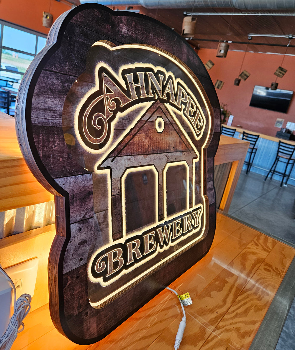 Wood Grain LED Ahnapee Sign